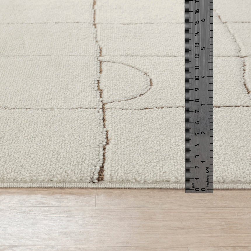 Hope Scandi Modern High Pile Ivory/Brown Rug