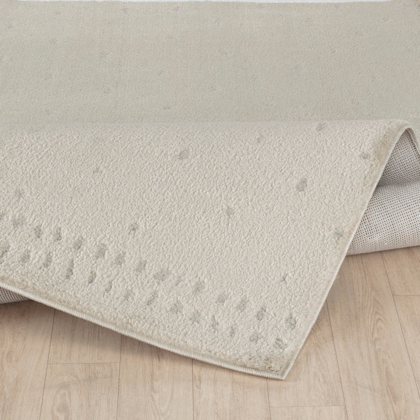 Hikari Scandi Modern High Pile Ivory/Off-White Polka Dot Rug
