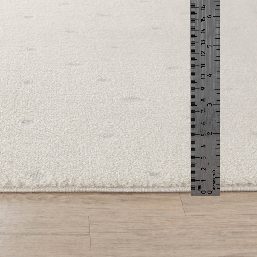 Hikari Scandi Modern High Pile Ivory/Off-White Polka Dot Rug