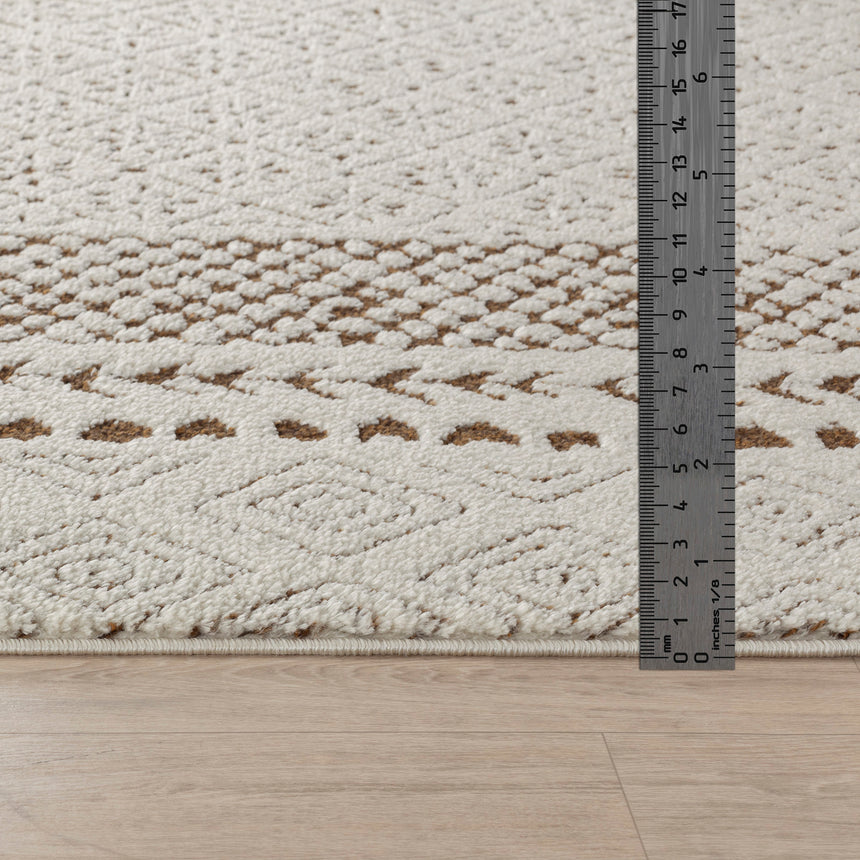 Ambre Scandi Modern High Pile Ivory/Brown Rug