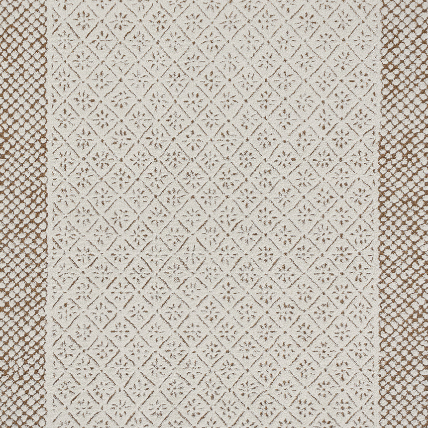 Ambre Scandi Modern High Pile Ivory/Brown Rug