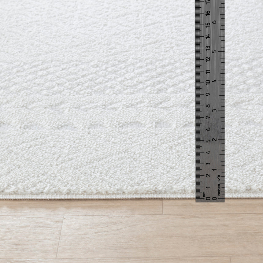 Ambre Scandi Modern High Pile Ivory/Off-White Rug