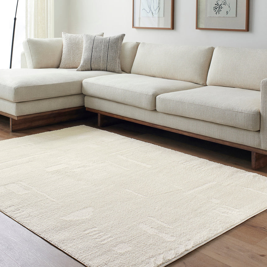 Rita Scandi Modern High Pile Ivory/Off-White Rug