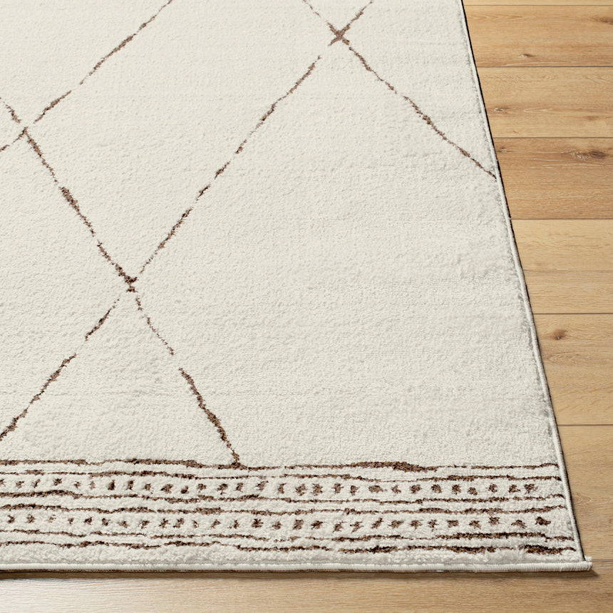 Inga Berber Modern High Pile Ivory/Brown Rug