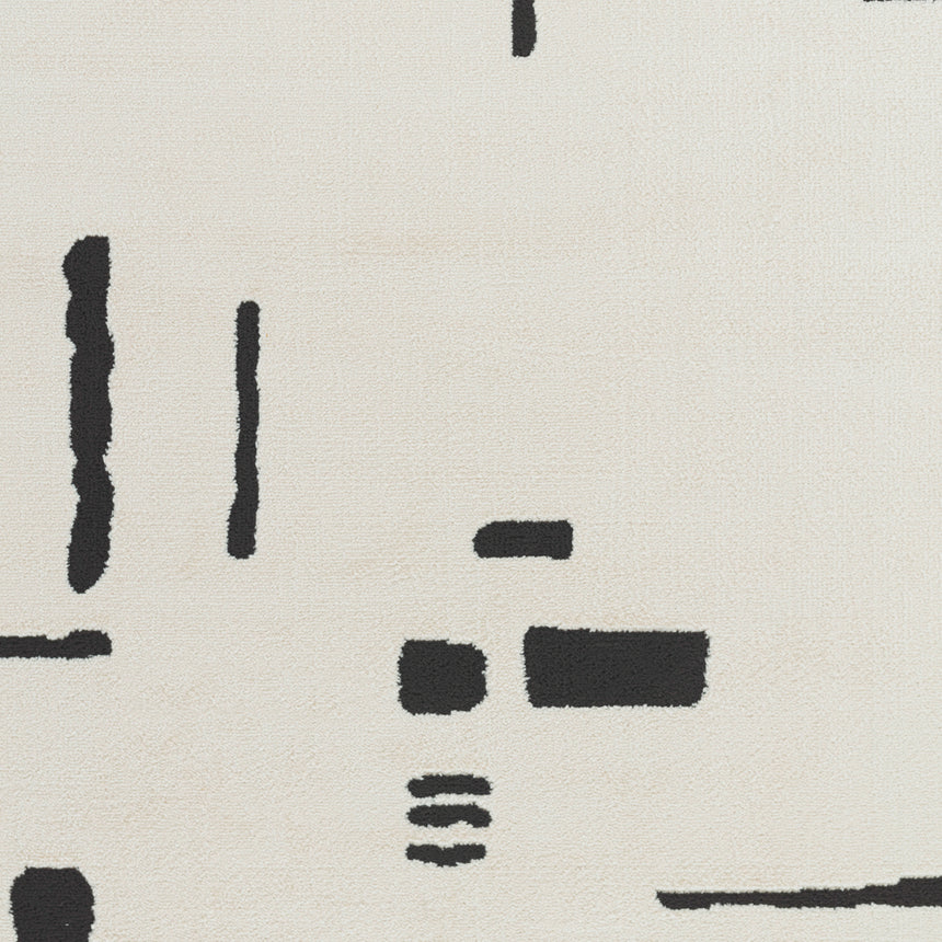 Rita Scandi Modern High Pile Ivory/Black Rug