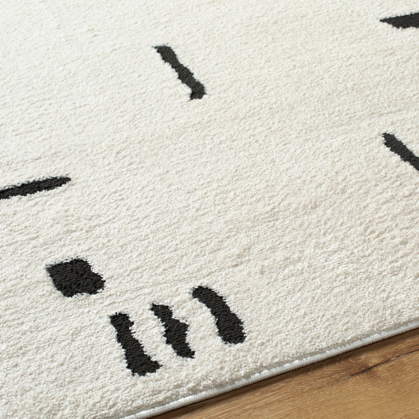 Rita Scandi Modern High Pile Ivory/Black Rug