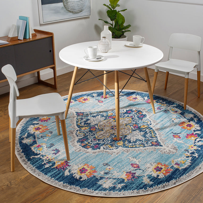 Romy Vintage Oriental Boho Blue Rug