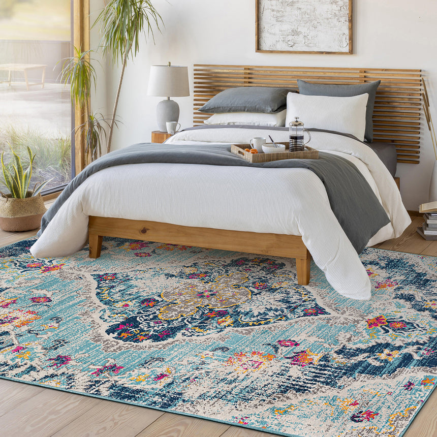 Romy Vintage Oriental Boho Blue Rug