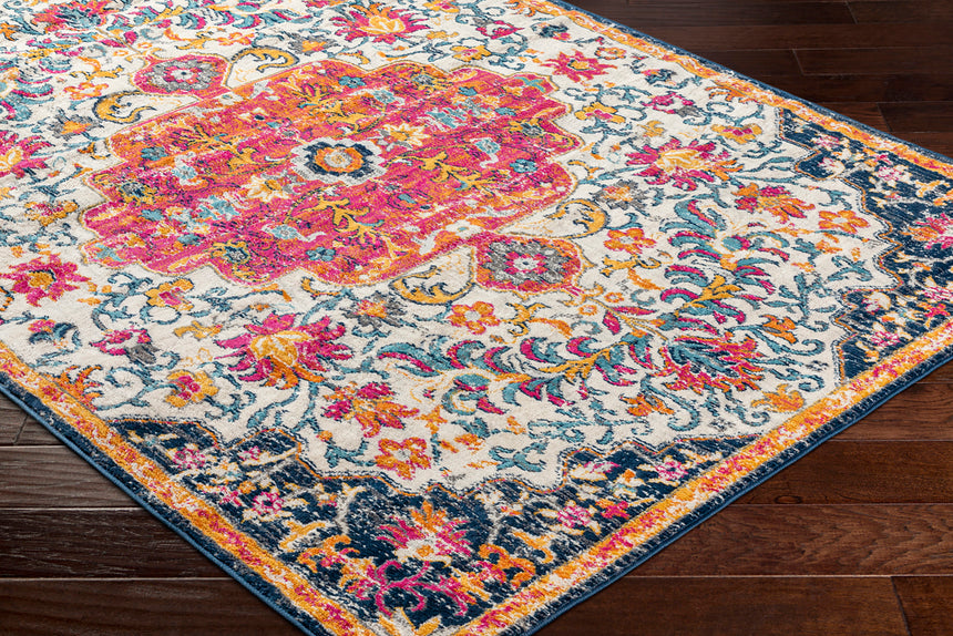 Chinu Vintage Oriental Boho Bright Pink Rug