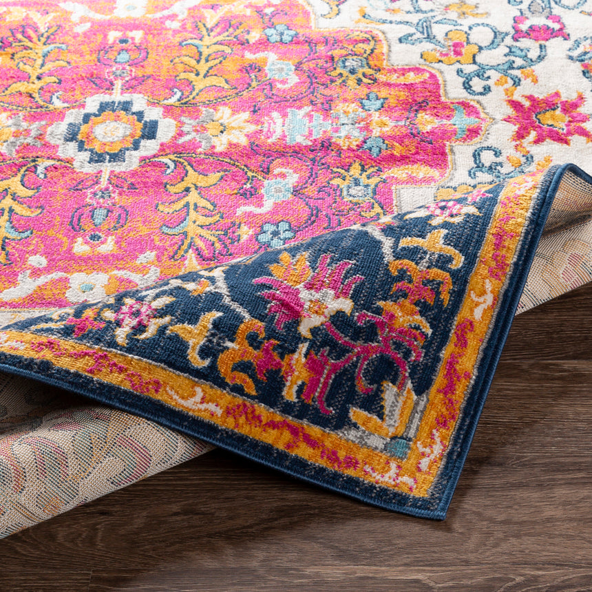 Chinu Vintage Oriental Boho Bright Pink Rug