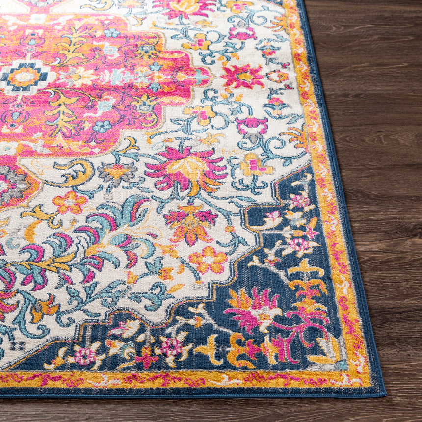 Chinu Vintage Oriental Boho Bright Pink Rug