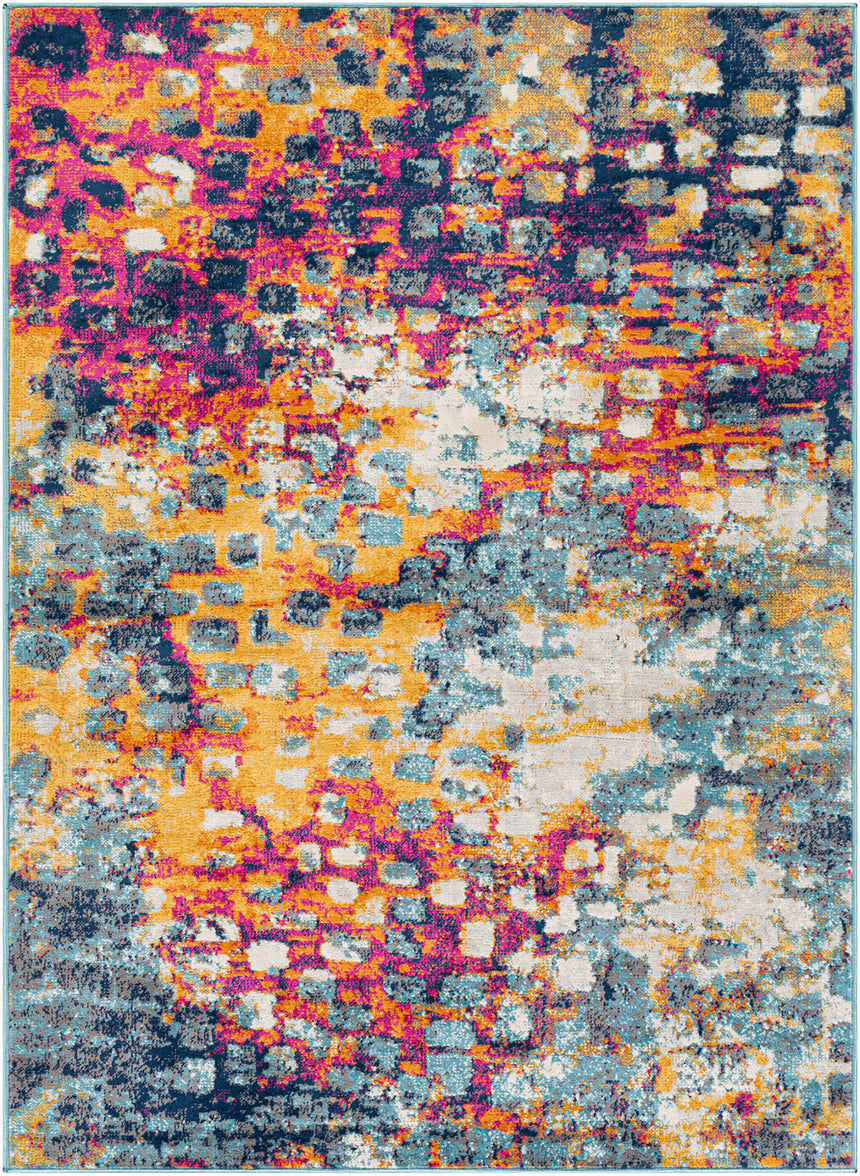 Amaya Abstract Modern Marble Saffron Rug