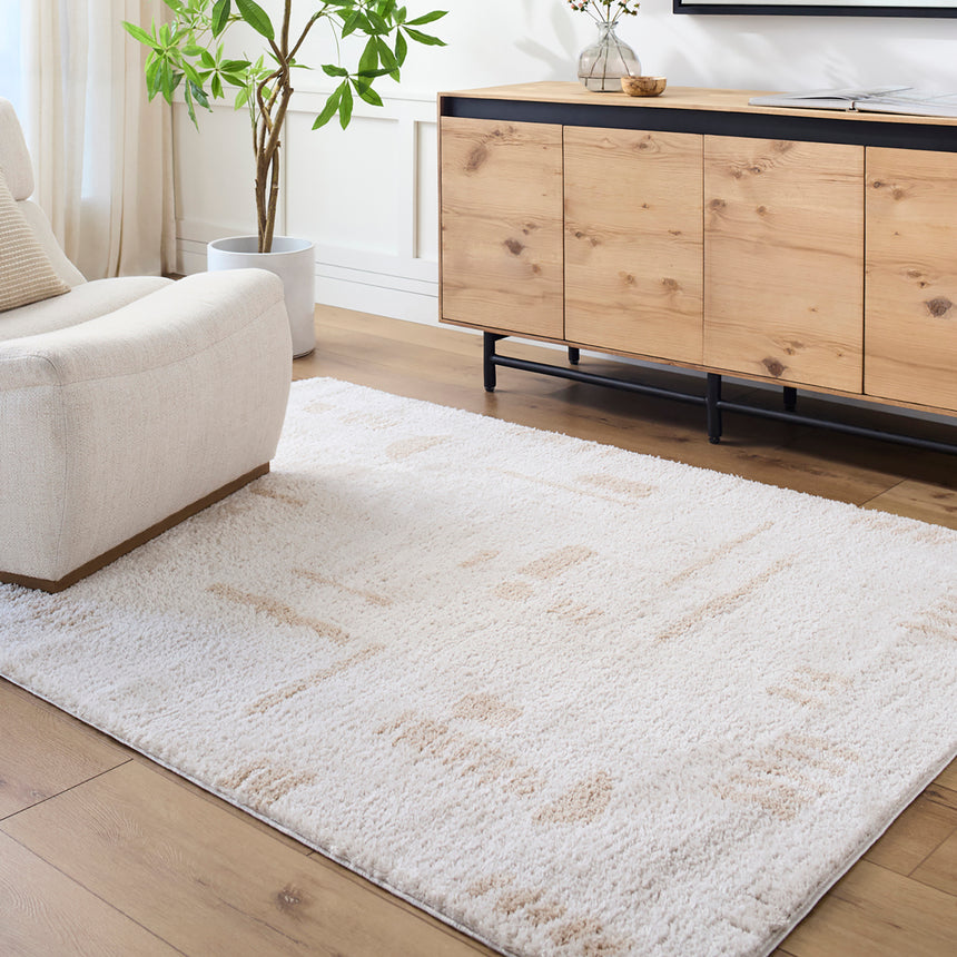 Soline Machine Washable Modern Shaggy Beige Rug