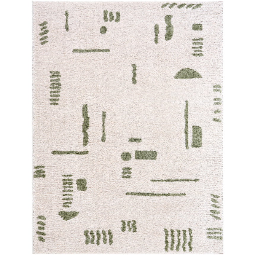 Soline Machine Washable Modern Shaggy Grass Green Rug