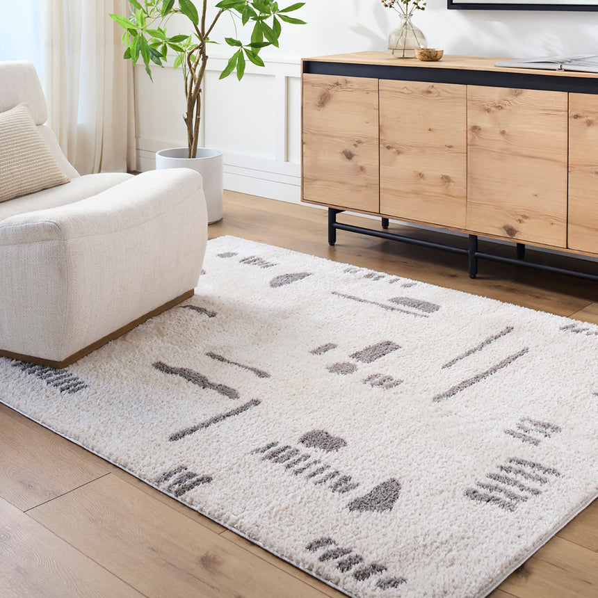 Soline Machine Washable Modern Shaggy Charcoal Rug