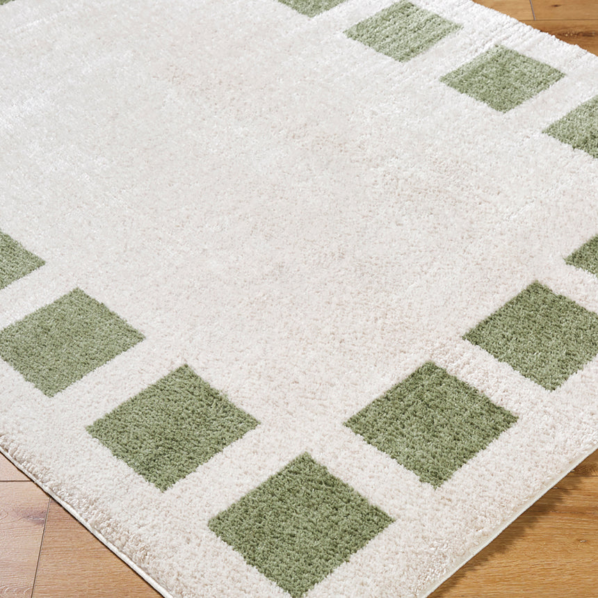 Amine Machine Washable Modern Shaggy Grass Green Rug