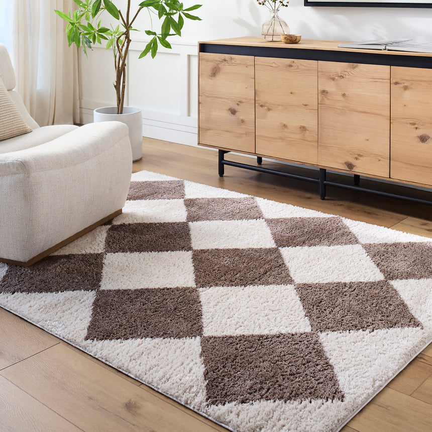 Deline Machine Washable Modern Shaggy Dark Brown Rug
