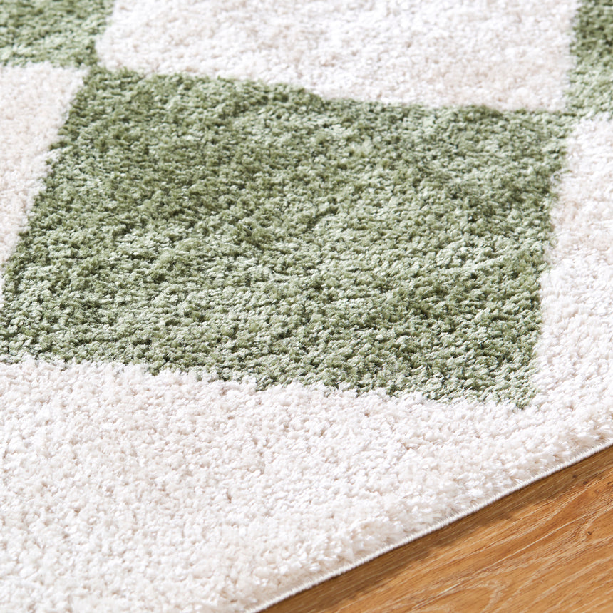 Deline Machine Washable Modern Shaggy Grass Green Rug - Image 3