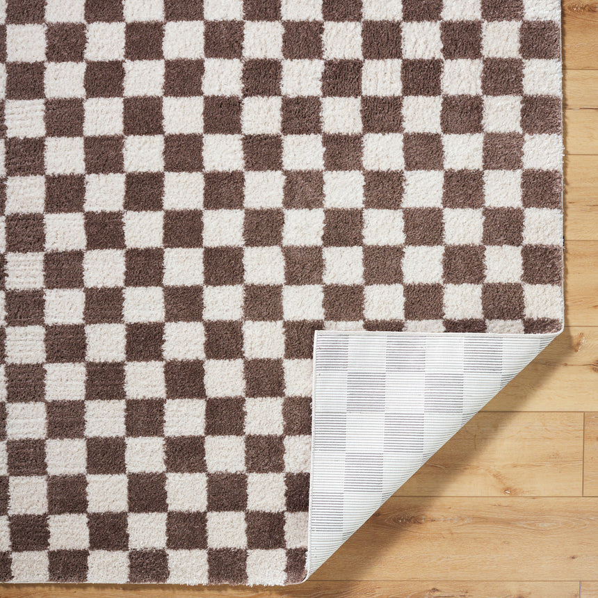 Izaline Machine Washable Modern Shaggy Dark Brown Rug