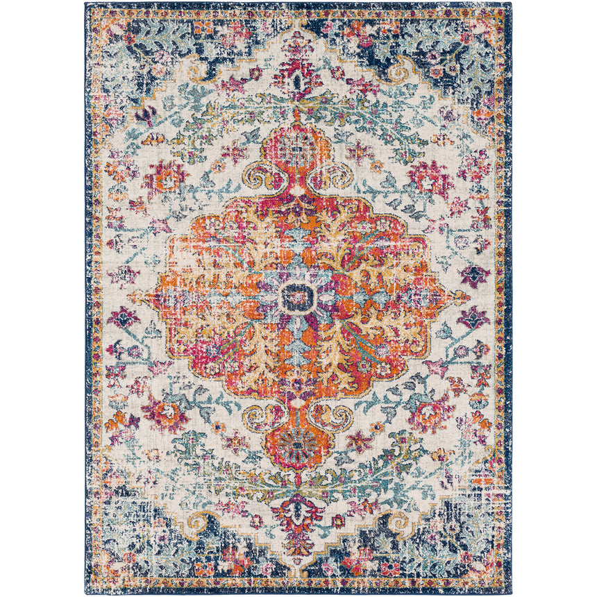 Lou Vintage Oriental Boho Saffron/Navy Rug