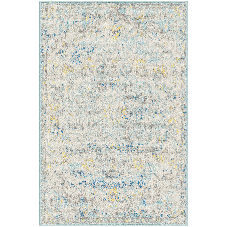 Lou Vintage Oriental Boho Cream/Teal/Yellow Rug