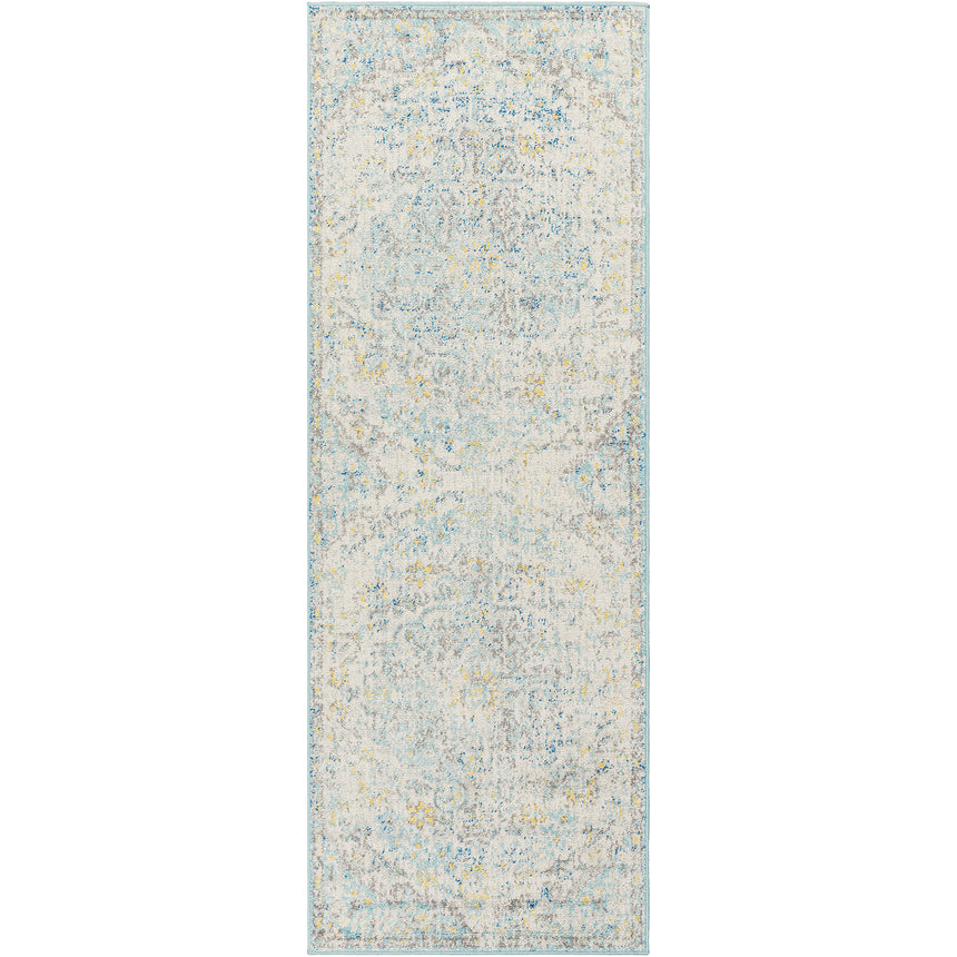 Lou Vintage Oriental Boho Cream/Teal/Yellow Rug