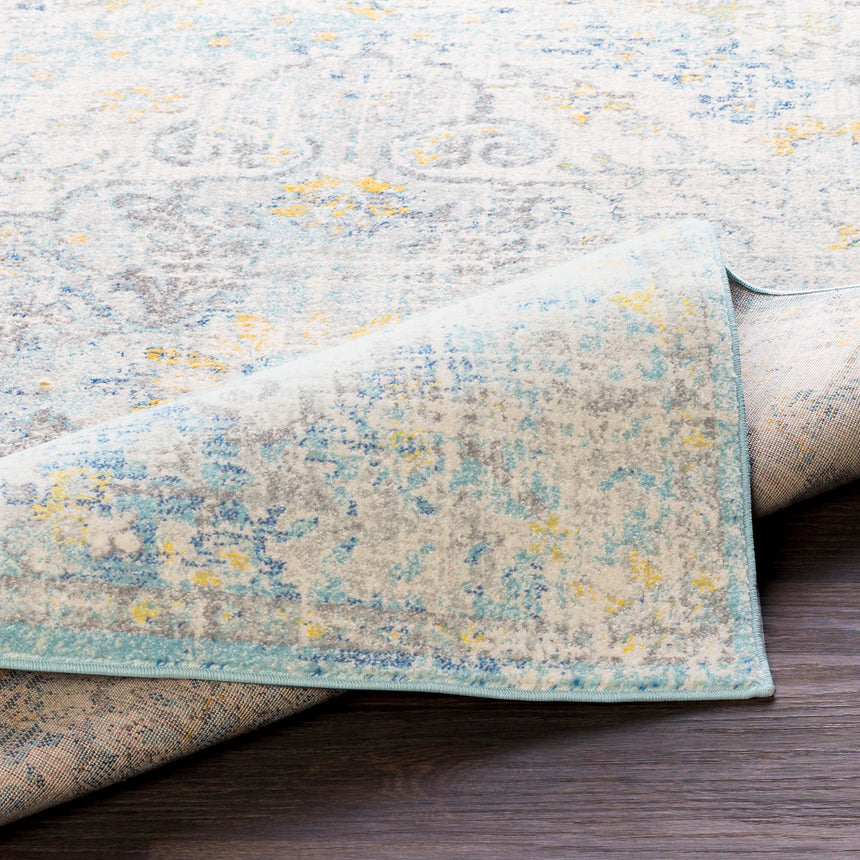 Lou Vintage Oriental Boho Cream/Teal/Yellow Rug