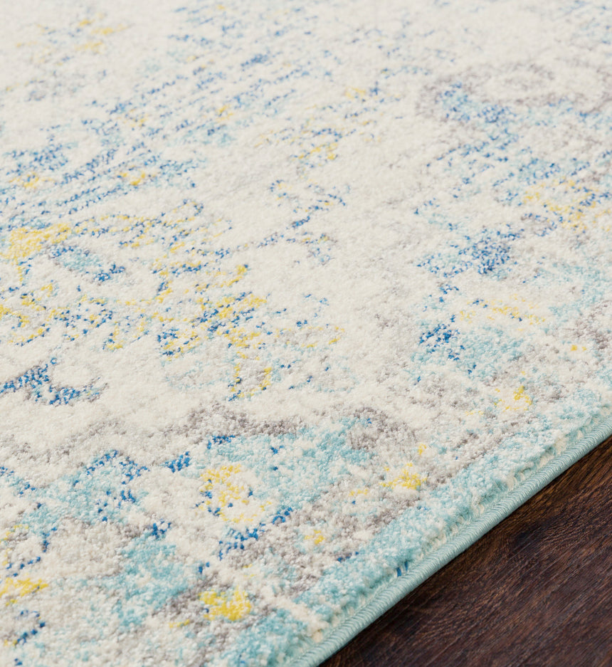 Lou Vintage Oriental Boho Cream/Teal/Yellow Rug