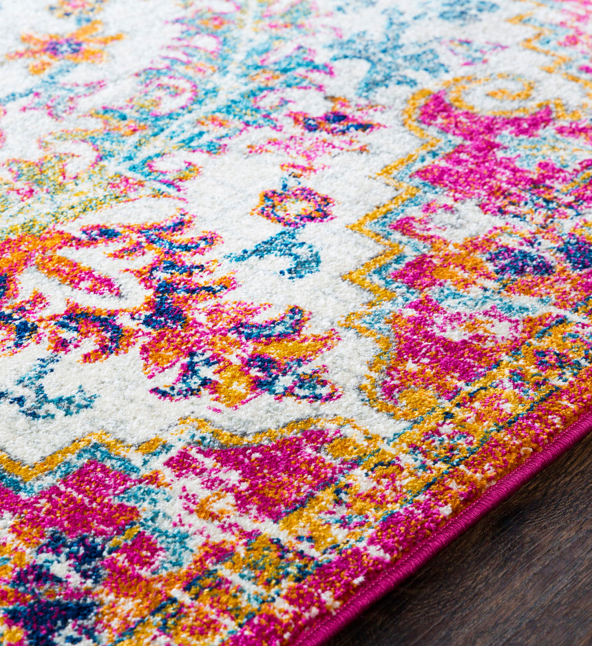 Lou Vintage Oriental Boho Neon Pink Rug