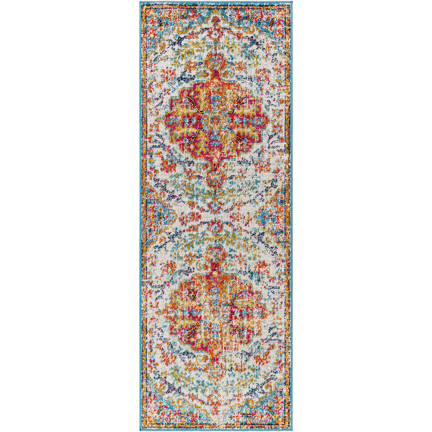 Lou Vintage Oriental Boho Saffron/Teal Rug