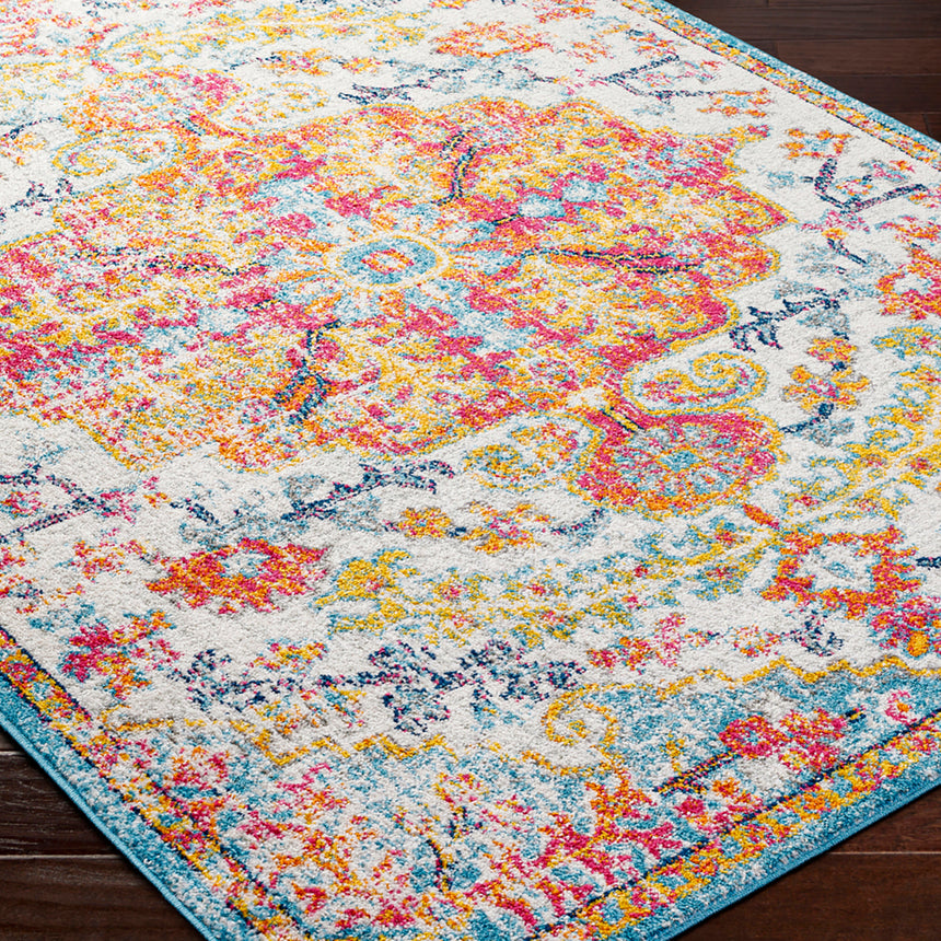 Lou Vintage Oriental Boho Saffron/Teal Rug