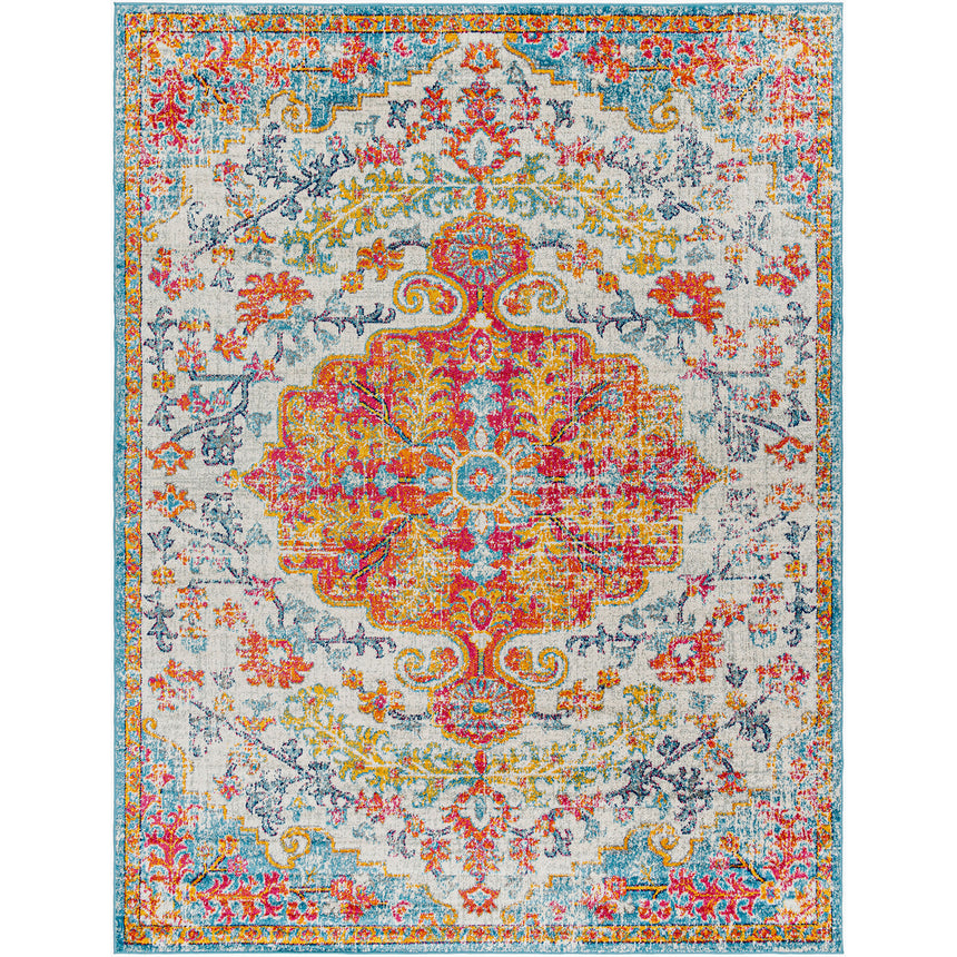Lou Vintage Oriental Boho Saffron/Teal Rug