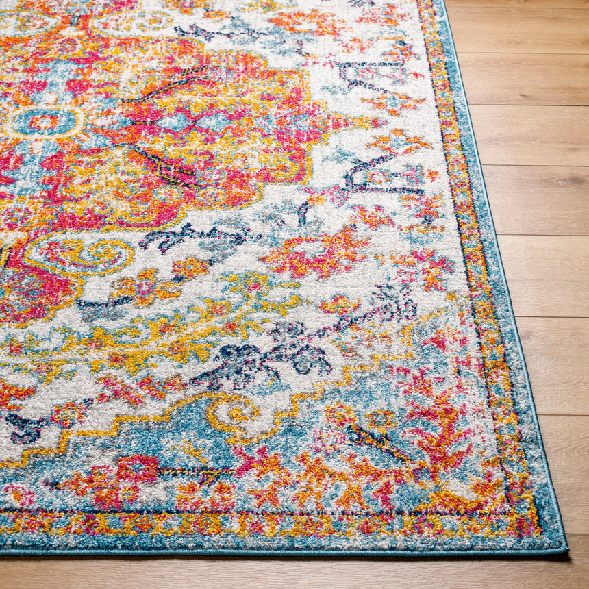 Lou Vintage Oriental Boho Saffron/Teal Rug