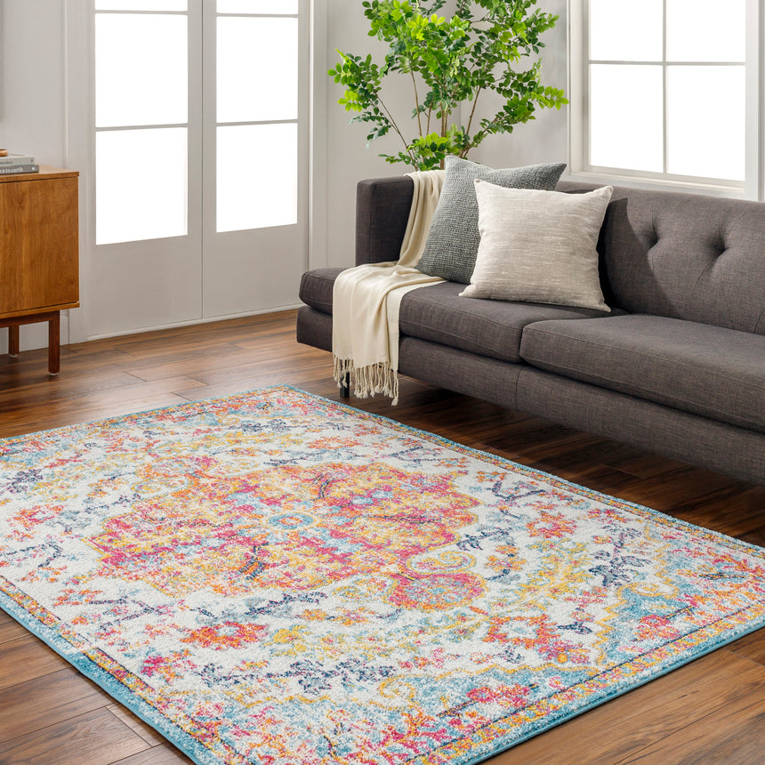 Lou Vintage Oriental Boho Saffron/Teal Rug