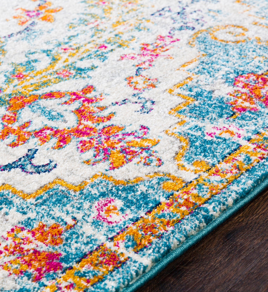 Lou Vintage Oriental Boho Saffron/Teal Rug