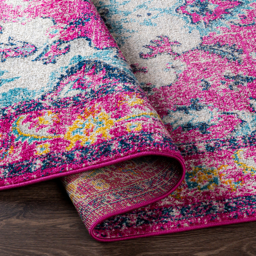 Adity Vintage Oriental Boho Bright Pink Rug