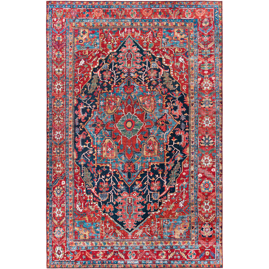 Loredana Vintage Oriental Boho Bright Red Rug