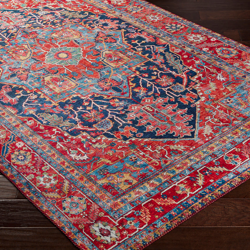 Loredana Vintage Oriental Boho Bright Red Rug