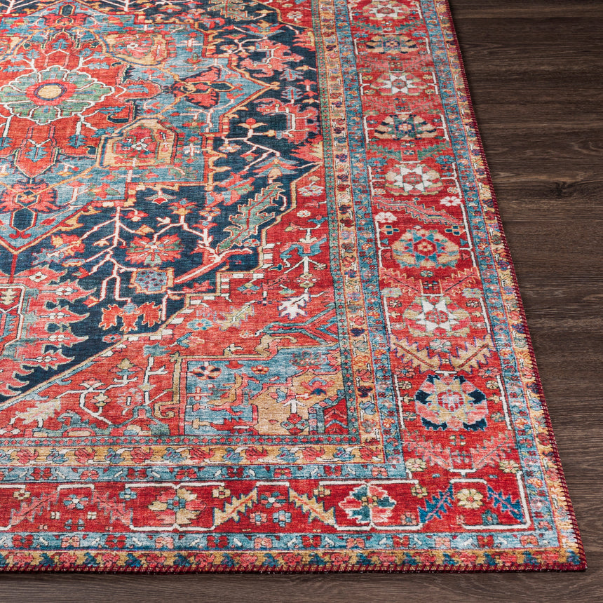 Loredana Vintage Oriental Boho Bright Red Rug
