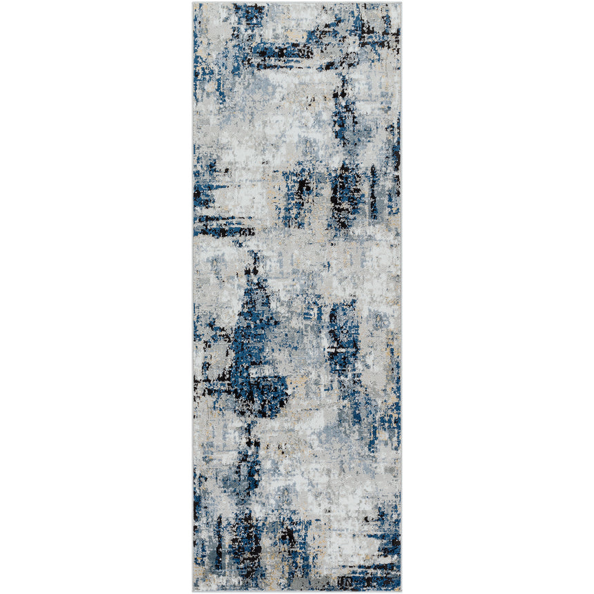 Lena Abstract Modern Marble Denim Rug