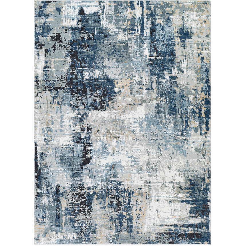 Lena Abstract Modern Marble Denim Rug
