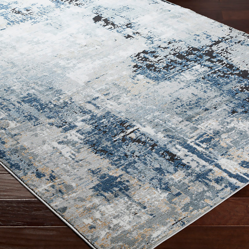 Lena Abstract Modern Marble Denim Rug