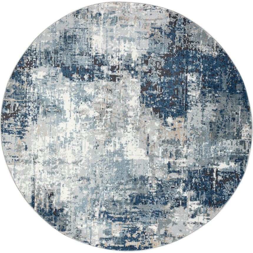Lena Abstract Modern Marble Denim Rug