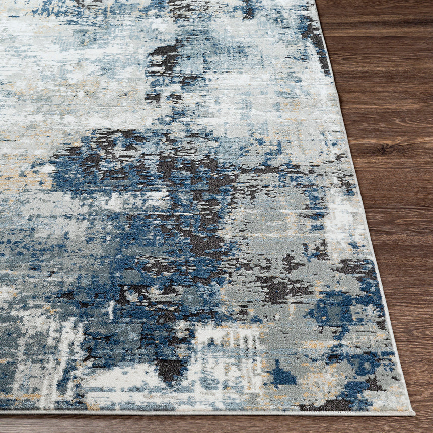 Lena Abstract Modern Marble Denim Rug