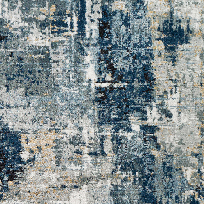 Lena Abstract Modern Marble Denim Rug