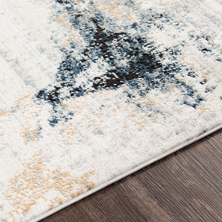 Emma Abstract Modern Marble Dark Blue Rug