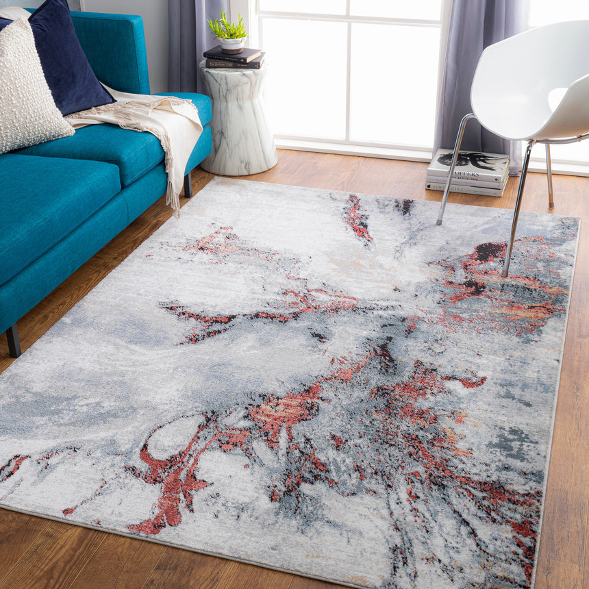 Emma Abstract Modern Marble Medium Grey Rug