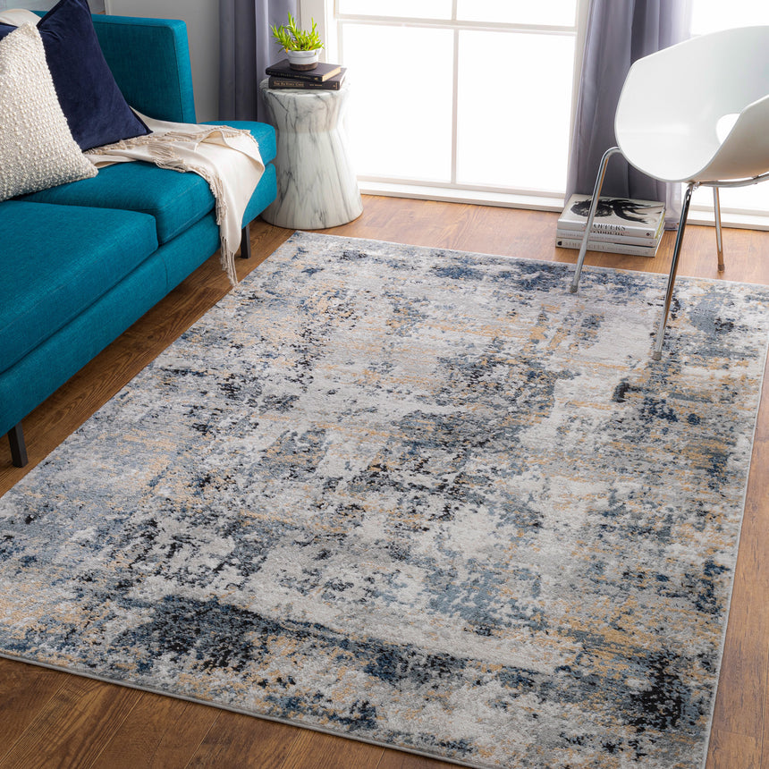 Lena Abstract Modern Marble Medium Grey Rug