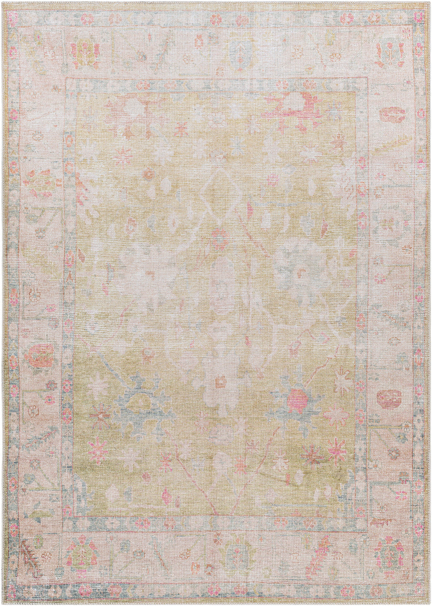 Amari Machine Washable Traditionnal Boho Sage Rug