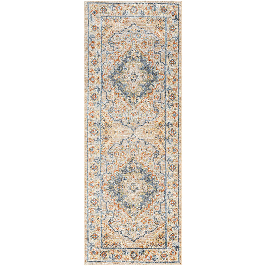 Marion Machine Washable Oriental Boho Oatmeal/Rust Rug